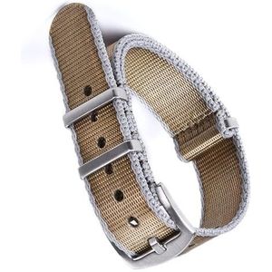 dayeer Veiligheidsgordel Nylon NAVO-horlogeband voor JB 007 militaire horlogebandaccessoires (Color : Khaki Grey Edge, Size : 20mm)