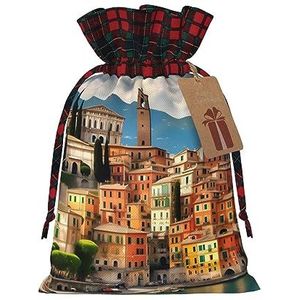 Mooie Italiaanse herbruikbare geschenktas-trekkoord kerstgeschenktas, perfect voor feestelijke seizoenen, kunst & ambachtelijke tas