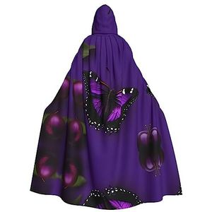 SSIMOO Een paarse pruimenvlinder volwassen mantel met capuchon, vreselijke spookfeestmantel, geschikt voor Halloween en themafeesten