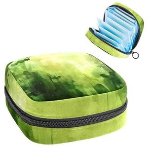 Opbergtas voor maandverband, abstracte groene achtergrond, draagbare maandverband, inlegkruisjes, tampons, maandverband, opberghouder voor vrouwen, school, kantoor