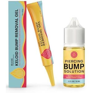 BASE LABORATORIES Kit Voor Het Piercen van Keloïde Bultjes | Oplossing voor piercingbultjes (15 ml) + Keloid Bump Gel (60 ml) | Keloid littekenset voor alle piercinglittekens, keloïden en bultjes
