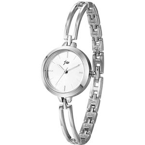 JewelryWe Dameshorloge elegant analoog kwarts polshorloge dames klein eenvoudig casual horloge gesp horloge met metalen armband roségoud/zilver, Type 2-zilver, Elegant