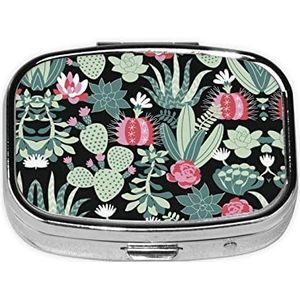 Cactus Vierkante Pillendoos, Pil Dispenser Doos Kabeljauw Leverolie Doos Vitamine Pil Doos Patiënt Pillendoos