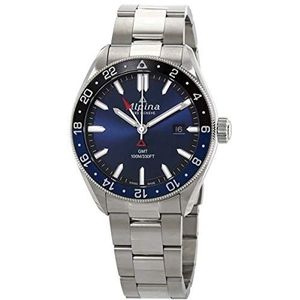 Alpina Quartz marineblauwe wijzerplaat roestvrij staal herenhorloge AL-247NB4E6B, Kwartsbeweging