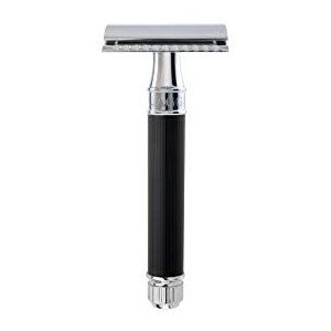 Edwin Jagger DE86RC14 Rubber Coated DE scheermes (zwart)