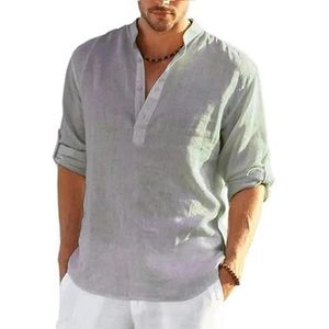 Linen Shirts Men Men'S Long Sleeve T-Shirt Solid Color Loose Spring T-Shirt Long Sleeve Shirt Plus Size Shirts Men-Gray-Xxl