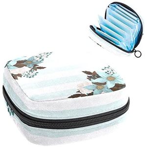 Mint groene bloemen streep, periode zakje draagbaar,Tampon opbergtas,Tampon houder voor portemonnee vrouwelijke product organisator, Meerkleurig, 4.7x6.6x6.6 in/12x17x17 cm