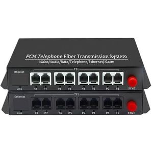 1 paar 8-kanaals PCM Voice Tel Over glasvezel multiplexer extender, FC optische poort, ondersteuning for nummerherkenning en faxfunctie