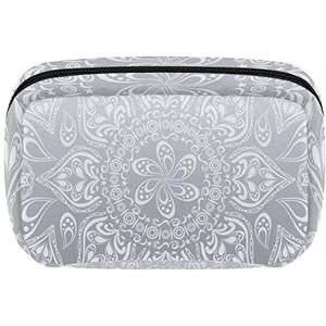 zilveren kleur elegante bloem patroon cosmetische rits zakje make-up tas reizen waterdichte toilettassen voor vrouwen, Meerkleurig, 17.5x7x10.5cm/6.9x4.1x2.8in