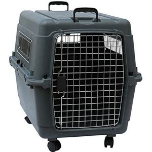 Hondenmand Plastic Airline Shipping Goedgekeurde Hondentransportdoos Huisdierkooien Zakdrager En Reiskratten Kennel Huisdierbed (Color : Navy Blue, Size : 4-L)