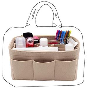 LEXSION Vilt Handtas Organizer, Insert Purse Organizer Past Speedy Neverfull 5 Maten 11 Kleur, Beige, Small