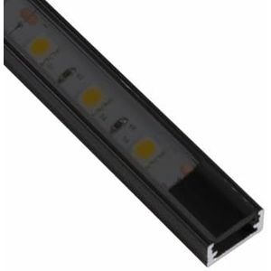 ledomec 1m LED aluminium profiel slanke LED-strip (14x7mm) in zwart met afdekking (1m zwart - afdekking zwart)