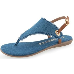 Aerosoles Conclusie platte sandaal voor dames, medium blauw denim, maat 7 UK, Medium Blauw Denim, 7 UK Wide