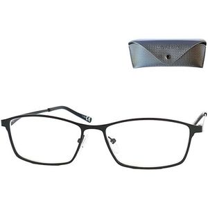 Mini Brille Elegante metalen leesbril met rechthoekige glazen, uniseks leeshulp, roestvrijstalen frame met metalen beugels, inclusief etui voor dames en heren, zwart, +1.50 Dioptrien (1er Pack)