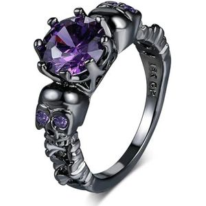 Retro Punk Skull Gothic Ring voor Vrouwen Mannen Halloween Goth Zwart Gouden Kleur Ringen Fashion Jewelry -8-R523