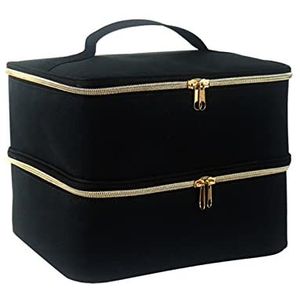 Nagellakorganizer, duurzame dubbellaagse nagellak opslag met versterkt handvat, draagbare nagellakhouder, nagellak organizer tas bevat 30 flessen voor nail art gereedschap, Zwart