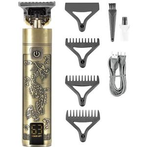 Tondeuse voor mannen, tondeuse professionele tondeuse T9 haarsnijmachine oplaadbare kapselmachine metalen trimmer voor mannen (kleur: brons)