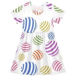 LI ZHI XIN Meisjes Jurk Kinderen Zomer Korte Mouw Ronde Hals Casual Jurken voor Leeftijd 2-8 Kleurrijk Lolly Patroon, Meerkleurig, 2 jaar