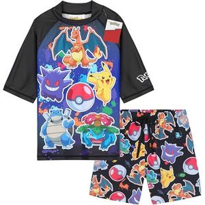 Get Trend Badpak voor jongens en jongeren, 2-delig, met zwemshorts voor kinderen en tanktop voor kinderen, vakantie, strandaccessoires, Multi Pokemon, 5-6 Jaren