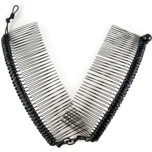 Hairzing Cord S-T-R-E-T-C-H bananenkam, haaraccessoire, perfect voor gemakkelijke paardenstaart, opgestoken of faux havik, groot, zwart