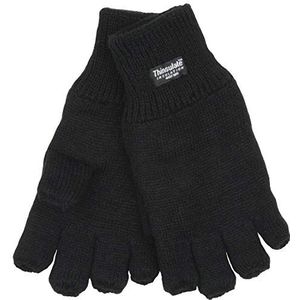 Heren Womens zwart Vingerloze Thinsulate gevoerde thermische gebreide handschoenen