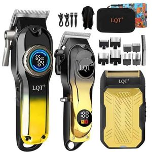 LQT Tondeuse voor heren, professionele tondeuse, trimmer, scheermessenset voor knippen en baardtrimmen met led-display, oplaadbare draadloze tondeuse, vaderscadeau