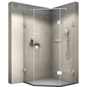 Vijfhoekige douchewand zonder profiel van echt glas NANO EX415-90 x 90 x 195 cm