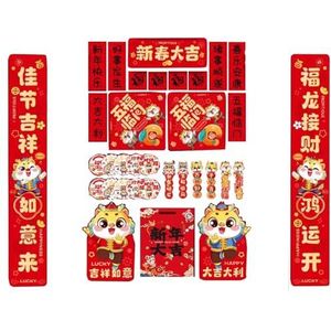 Nieuwjaarscouplets Set, Chinese coupletten, Chinees Nieuwjaarsbenodigdheden Chinees venster Nieuwjaarspapier Chunlian Chinese vlag Chinese decoraties Jaarpapier ( Kleur : G ) ( Color : D )