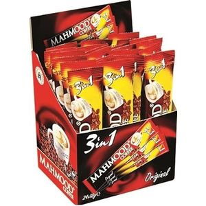 Mahmood 3-in-1 sticks, oplosbare bonenkoffie, met creamer en suiker, oploskoffie van uitgelezen koffiebonen, cafeïnehoudend, 48 x 18 gram