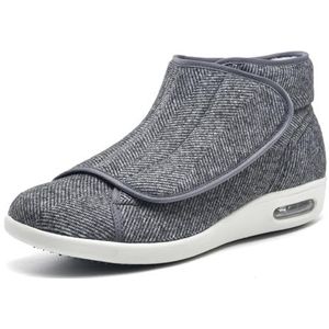 Diabetische herenschoenen met verstelbare sluiting, orthopedische wandelschoenen met klittenband, hoge bovenkant plus fluweel, antislip, ademend met ondersteuning van de voetboog for gezwollen voeten,