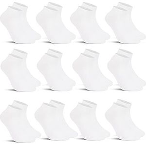 L&K-II 12/24/36 paar sneakersokken voor dames en heren, korte sokken, ademend katoen, in zwart, wit en grijs, 92201VA, 12 paar-2301-wit, 39-42 EU