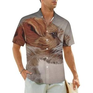 Jack Russell Terrier Hondenshirt voor heren, korte mouwen, strandshirt, Hawaiiaans shirt, casual zomershirt, M
