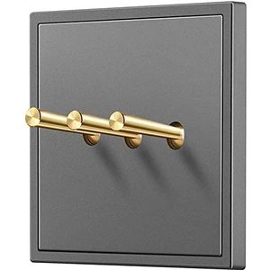 Wandschakelaar, bedieningsschakelaar 86 verborgen paneel messing wandschakelaar retro wandschakelaar 1-4 gang 2-weg enkelvoudige dubbele bedieningslamp vierkant grijs