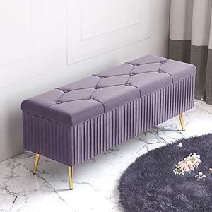 Gestoffeerde pluche opbergbank, moderne hal schoenenbank, gewatteerde voetsteun kruk for slaapkamer woonkamer(Wine Red,100x40x45cm(39x16x18inch))