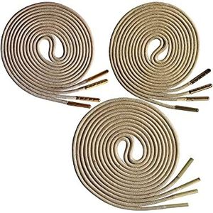 3 paar gewaxte ronde schoenveters met gouden/zilveren metalen punten Vrijetijdsschoenenaccessoires 70-180 cm, 90 cm (Color : 02 Beige, Size : 120)