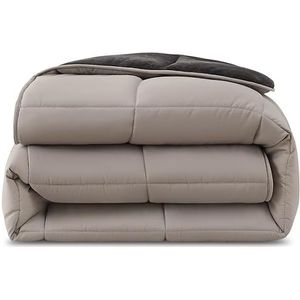 Wometo - Pluche Dekbed - Grijs en Lichtgrijs - Omkeerbaar Design - 135 x 200 cm