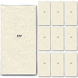 Moments Ornament 100 stuks zakdoeken (10 x 10) crème/beige - effen met reliëfornamenten/bruiloft/vreugdetranen