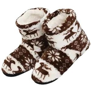 GSJNHY Slipper sokken kerst eland indoor sokken volwassen huis slippers vrouwen winter vloer schoenen schoenen warm bont dia's dames pluche slippers (kleur: koffie-39-41 27 cm)