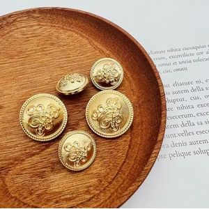Breiknopen, diverse knopen pin, 10 STKS mode gouden kroon metalen knoppen vintage jas gebreide trui eenvoudige decoratieve schachtknoppen(Size:18mm)