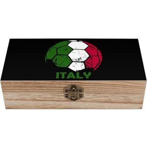 Italiaanse vlag voetbal voetbal houten ambachtelijke opbergdozen met deksels aandenken schat sieraden doos organisator