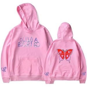 NEWOK OR hoodies GUTS concert grijze vlinderprint hoodie met capuchon voor mannen en vrouwen, kleding bovenop vochtig katoen, roze, XL