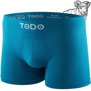 TODO 37% Merino boxershorts heren - kriebelt niet. Elastisch sportondergoed merinowol. Ademende Merino onderbroeken heren (maat S-3XL), 1 x turquoise, L-XL