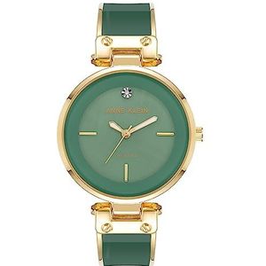Anne Klein Vrouwen echte Diamond Dial Bangle horloge, AK/1414, groen/goud, Groen/goud
