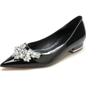 EICOFF Dames Lage Hakken Gesloten Teen Sandalen Strass Puntige Neus Flats Bruiloft Bruidsschoenen Jurk Party Werk Dansen Schoenen,zwart,36 EU