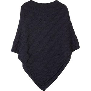 styleBREAKER gebreide poncho met vlechtpatroon, ronde hals gebreide poncho, grof gebreid, dames 08010040, Kleur:Middernachtblauw/Donkerblauw