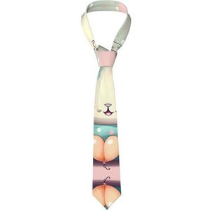 GerRit Roze cartoon konijntje casual stropdas voor heren, *#bedrukte stropdas, gemakkelijk te onderhouden, geschikt voor dagelijks, feest, bal en viering, enz., Zwart, Eén maat