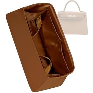 ZYZii Tas organizer, premium zijden tas shaper insert perfecte pasvorm Kelly Pochette/Mini/20/25/28/32/35/40, luxe handtas binnenvoering (Kelly 25, goud)