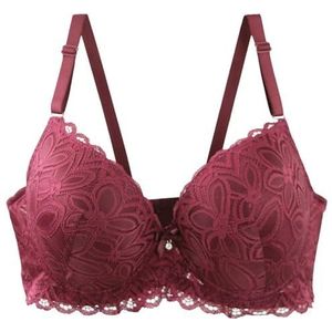 Sexy Gewatteerde Push Up Bras Cup Ondergoed voor Vrouwen Plus Size Lingerie, Puprle-rood, 110E