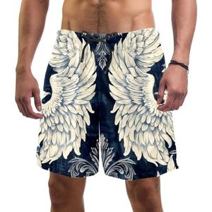 PAFEFO Art Esthetic Angel Wings Print Board Shorts voor heren, sneldrogend, strand, zwemmen, sportpakken met zakken, Kunst Esthetische Engel Vleugels Print, L