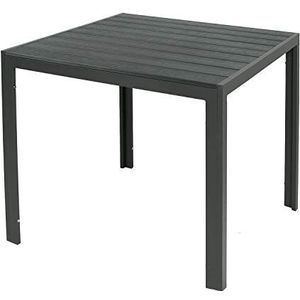 Mojawo Aluminium tuintafel antraciet eettafel tuinmeubelen tafel WPC imitatie hout weerbestendig 90x90x74cm